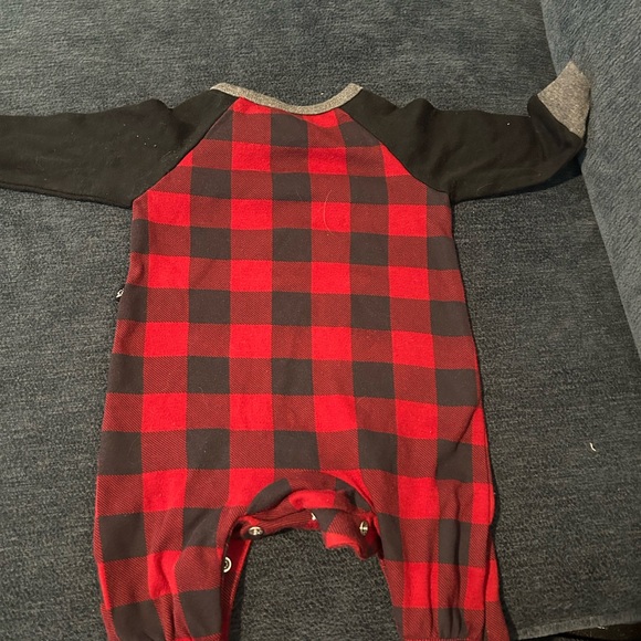 Plaid Red and Black Kids One Piece - Picture 2 of 3